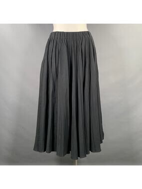 THE ROW Size L Grey Slate Silk  Linen Pleated Midi Skirt